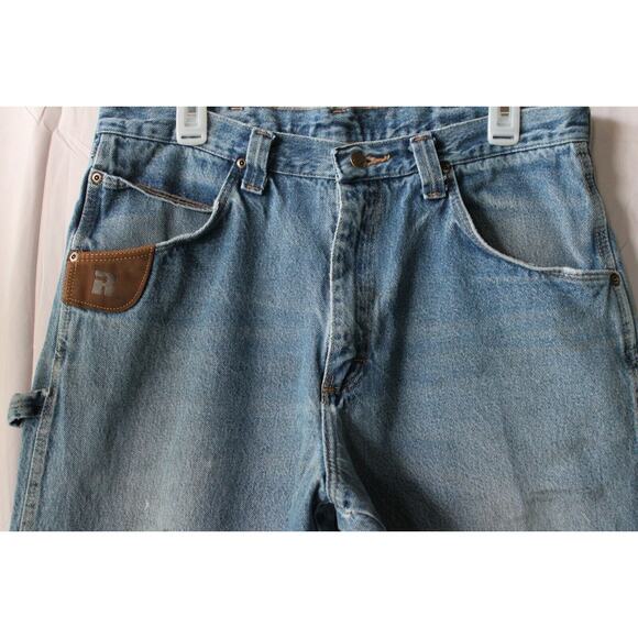 WRANGLER Riggs Workwear Jeans Mens 34x34 Blue Relaxed Fit Med. Fade Denim PHOTOS - Picture 7 of 13